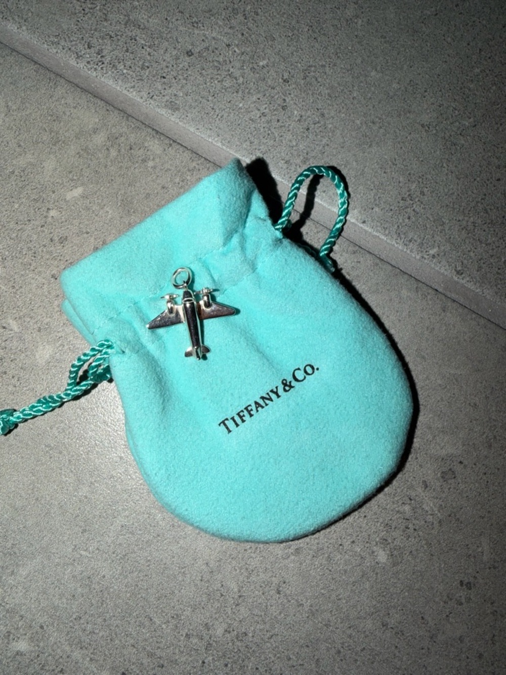 Rare Tiffany & Co. Silver Airplane Brooch with Signature Blue Pouch